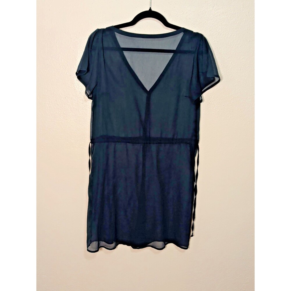 Women's Blue Sheer Beach Cover Up XS Lightweight Chiffon Swimsuit Wrap Vacation - Picture 6 of 8